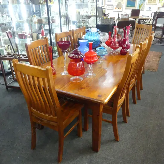 RIMU? DINING TABLE 2100x1040x760mm + 8 DINING CHAIRS 