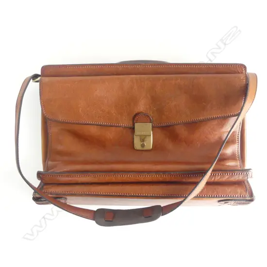 'BARANTANI' LEATHER BRIEFCASE W.420mm
