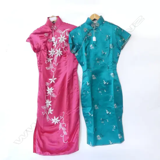 2 SHANGHAI SILK CHEONGSAM DRESSES