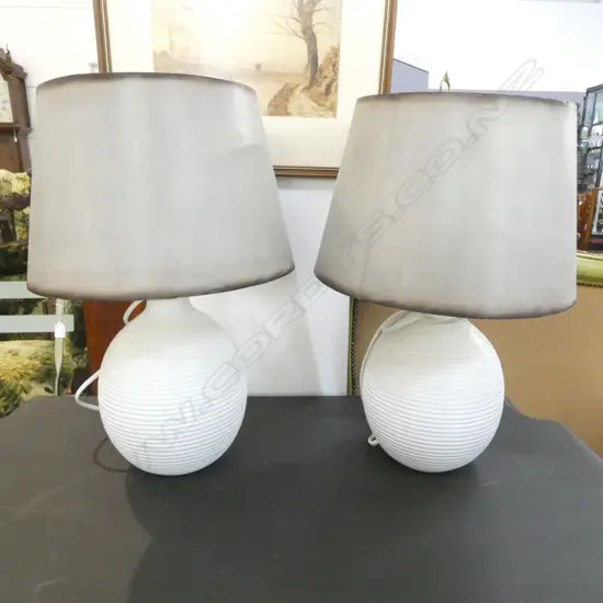 PR WHITE CERAMIC BASE TABLE LAMPS