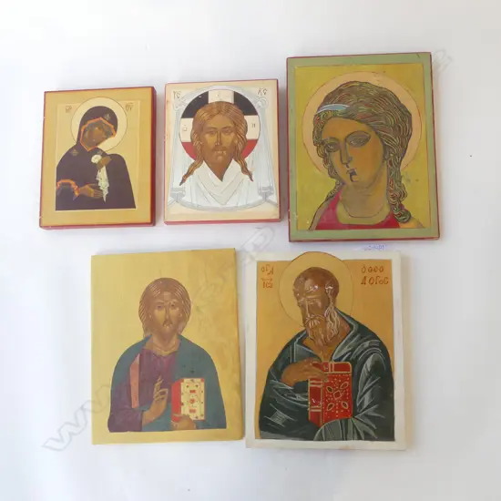 5 RELIGIOUS ICONS largest 255x205mm