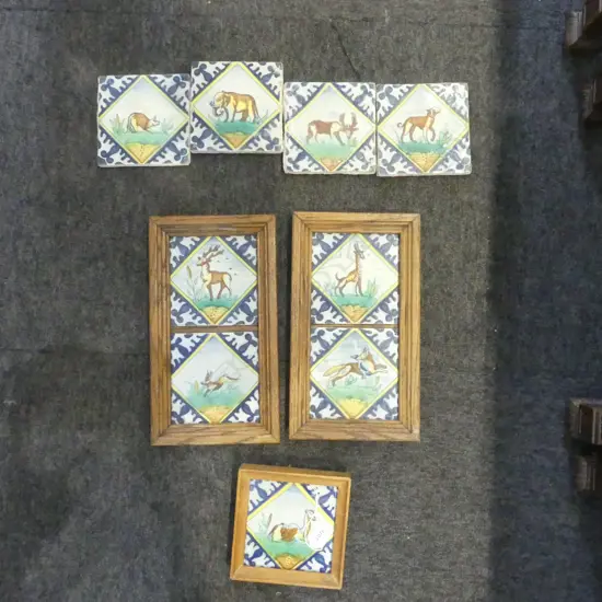 15 HAND PAINTED ANIMAL TILES 135x135mm