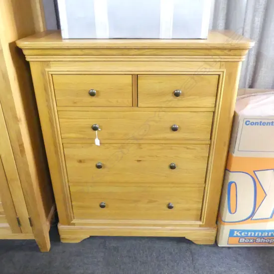 OAK 5 DRAWER CHEST 990x455x1155mm