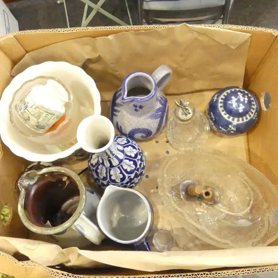 ASST. POTTERY, CRYSTAL ETC