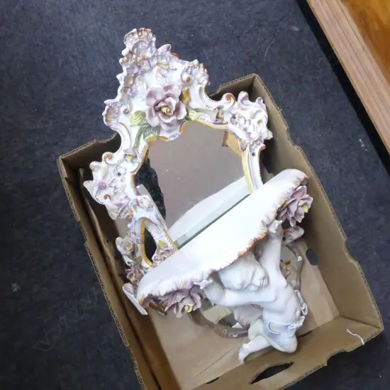 PORCELAIN CHINA WALL PLAQUE & MIRROR (FAULTS)