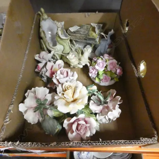 ASST. CHINA INCLUDING COALPORT CHINA POSY, CARRIAGE, CAPODIMONTE, etc (FAULTS)