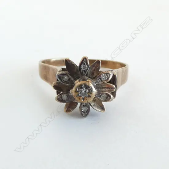 9CT DIAMOND RING, FAULTS (Cut to base of ring) 4.4grms