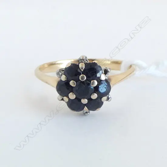 GOLD RING with BLUE & WHITE STONES 2 missing, VERY WORN 2.9grms SIZE O1/2