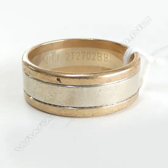 LGE & HEAVY 9ct 2 TONE GOLD BAND RING 10.86gms SIZE Z