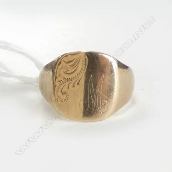 9CT SIGNET RING, 3.1grms SHANK SPLIT SIZE N