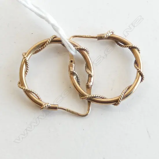 PR 9CT HOOP EARRINGS, 3.0grms