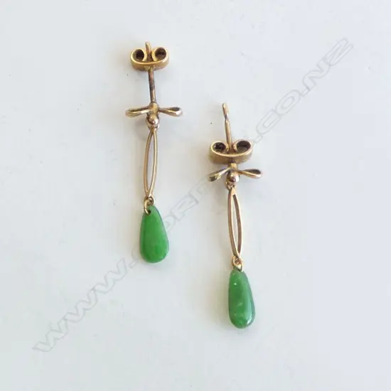 PR GOLD & JADEITE ? EARRINGS, 2.2grms