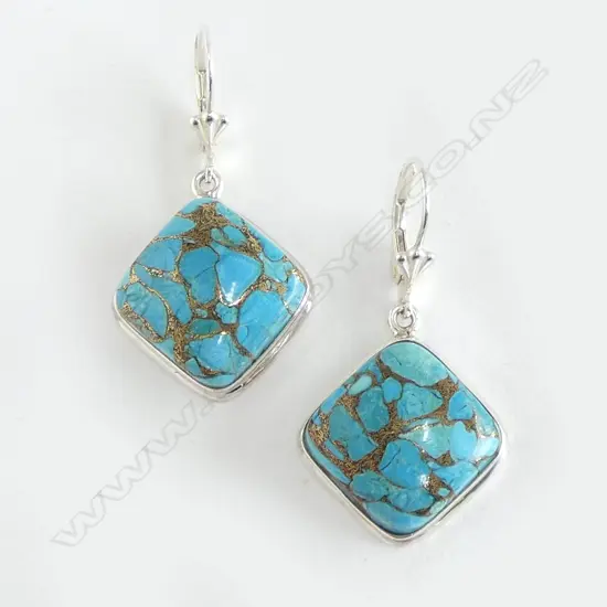PR SILVER TURQUOISE EARRINGS new