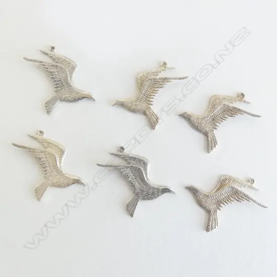 6 RUSSELL MURPHY SILVER FLYING SEAGUL PENDANTS