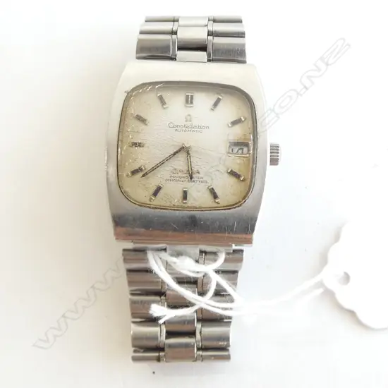 VINTAGE OMEGA CONSTELLATION chronograph STAINLESS STEEL WRISTWATCH running. Strap faulted