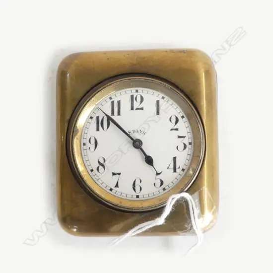 8 DAY AUTOMOBILE (CAR) VINTAGE CLOCK in hinged brass case. Running. 65 x 75mm 