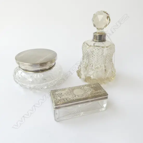 3 CRYSTAL & STG SILVER CONTAINERS H.150mm