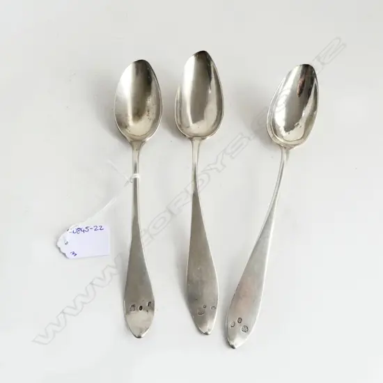 3 EUROPEAN STAMPED SILVER SPOONS ,176gms