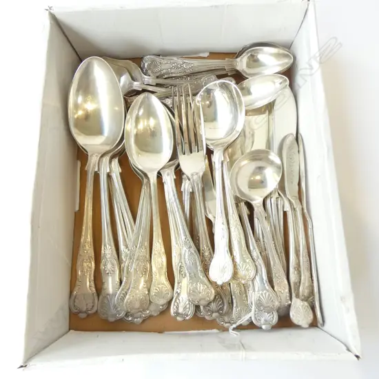 42PCS KINGS PATTERN CUTLERY ASSTD. SPOONS, FORKS, LADLE, CONDIMENTS ETC  