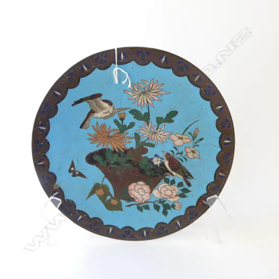 ORIENTAL CLOISONNE CHARGER, Dia300mm (shallow surface crazing)
