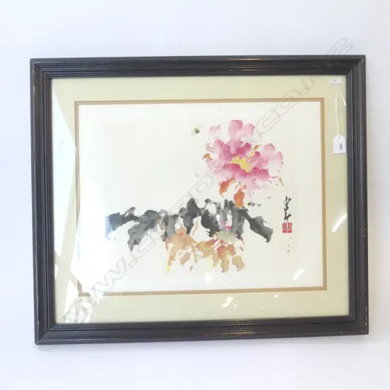 OLD watercolour painting reputedly by CHA SHAU-ANG 300 X 370mm