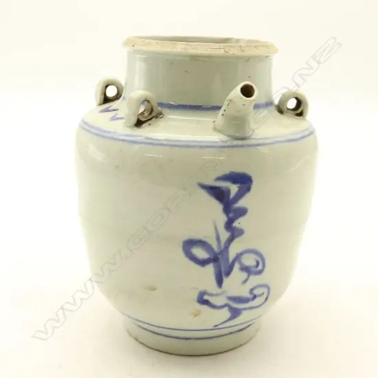 An old Chinese Ming Dynasty style Blue and White Teapot. H.180mm.-John Perry Collections