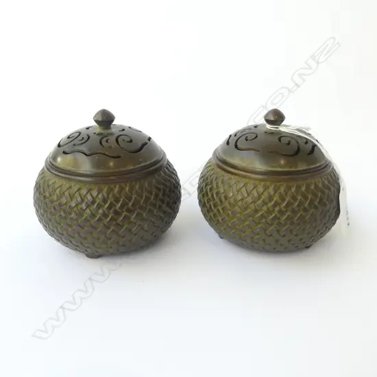PR ORIENTAL BRONZE LIDDED INCENSE BURNERS H.90mm