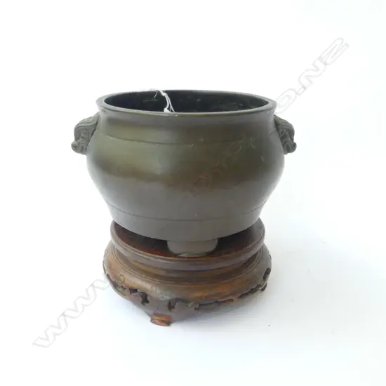 ORIENTAL BRONZE INCENSE BURNER ON STAND H.120mm