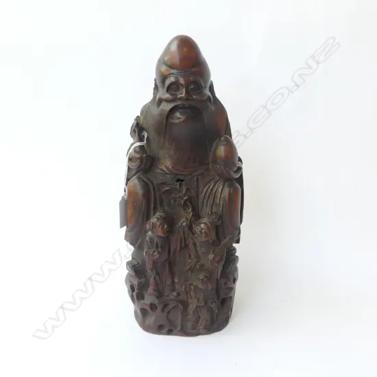 CARVED WOODEN ORIENTAL FIGURE H.305mm