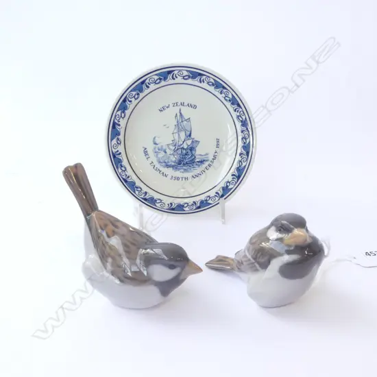 PR COPENHAGEN SPARROWS + DELFT N.Z. DISH Dia.135mm