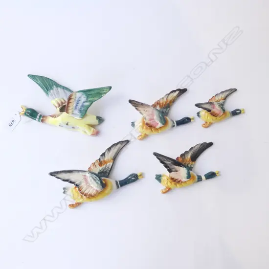 5 FLYING WALL DUCKS (4+1) L.160mm 1 WING REPAIRED
