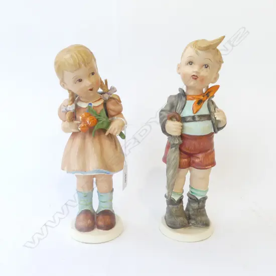 2 HUMMEL? FIGURINES H.255mm boys hair repaired, no marks to base