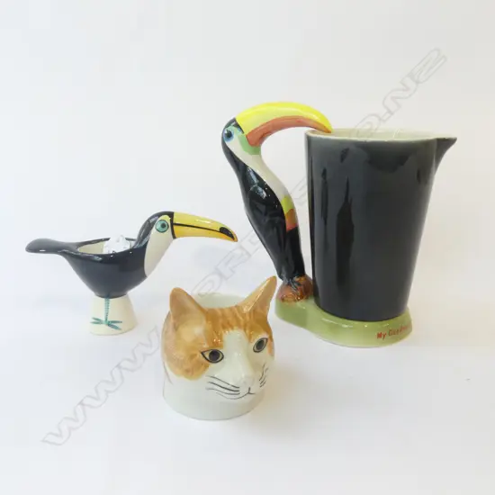 CARLTON WARE TOUCAN JUG 'MY GOODNESS - MY GUINESS' H.180mm + 2 EGG CUPS