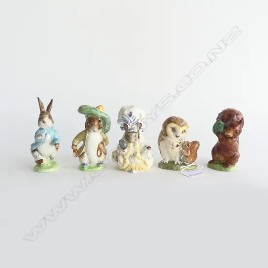 5 BESWICK BEATRIX POTTER FIGURINES (lrg size) H.110mm (tallest)