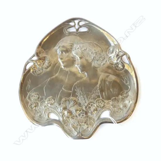 ART NOUVEAU TRAY DEPICTING TWO MAIDENS, L.230MM W.210MM