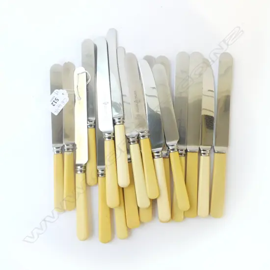 19 IVORINE 'BONE' HANDLED KNIVES 6+5+4+4