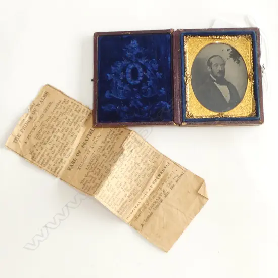 19thC AMBROTYPE portrait of the Earl of Seafield. In leather case w gilt 