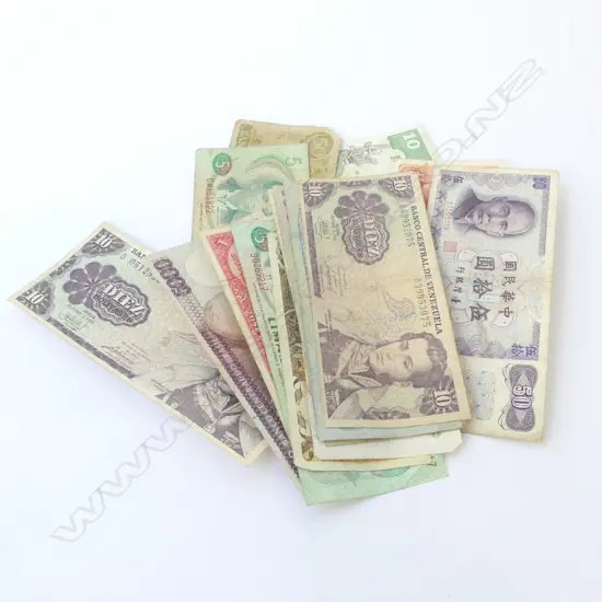 20 ASST. WORLD BANK NOTES; FIJI, PHILIPINES, VENEZUELA, etc