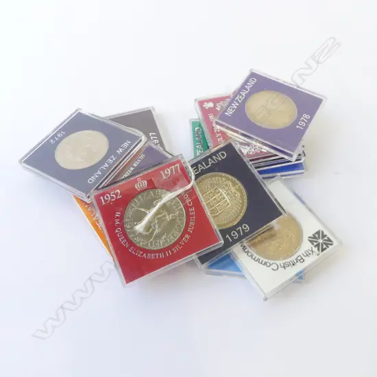 18 ASST. CASED N.Z./BRITISH COMMEMORATIVE COINS
