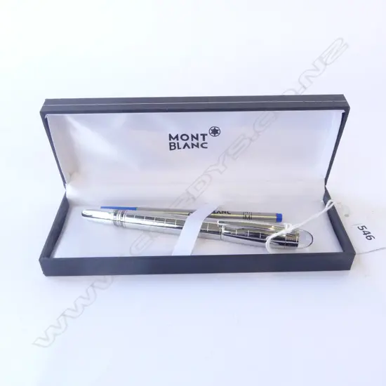 MONT BLANC ROLLER PEN w SERIAL NUMBER, box & spare cartridge