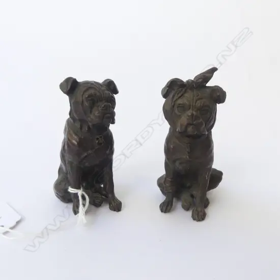 PR OF OLD BRONZE ENGLISH BULL DOGS H.85mm