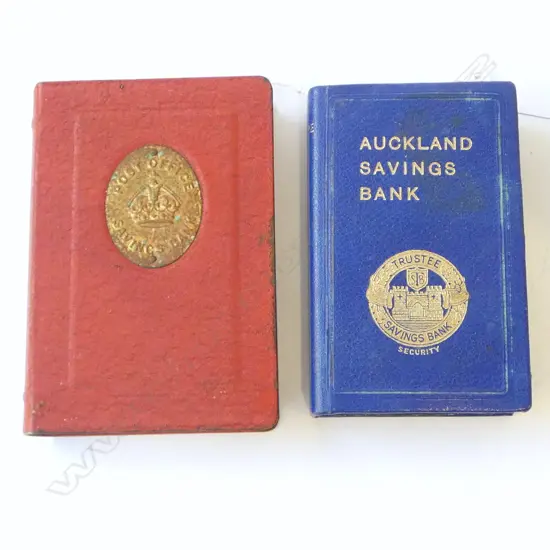 2 AUCKLAND SAVINGS BANK & POST OFFICE SAVINGS BANK MONEY BOXES, L.120MM-125MM