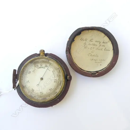ANTIQUE POCKET BAROMETER, CASE AF 50mm dia