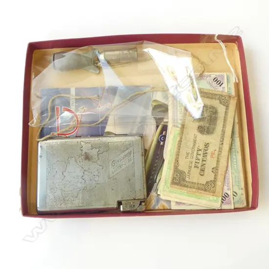 WWII ETC, BULLET LIGHTER, BRITISH ZONE LIGHTER, 1943 ITALY CURRENCY, 1945 ‘CONTACT’ ETC  