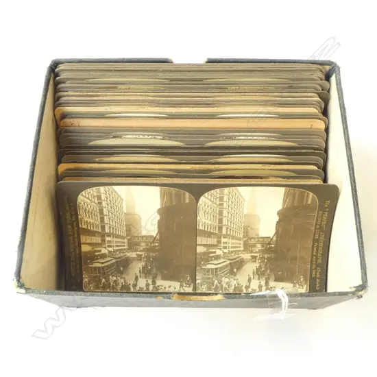 48 ANTIQUE STEROVIEW CARDS USA – CHICAGO, LOUISIANA, CORNFIELDS, SALMON ETC 