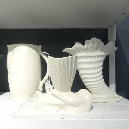 BESWICK WHITE COLOUR 2 VASES & JUG H230MM