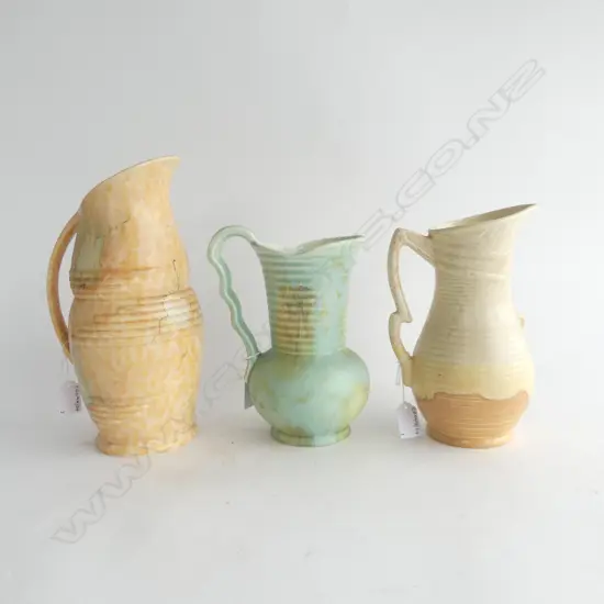 3 BESWICK DECO STYLE JUGS H290MM TALLEST