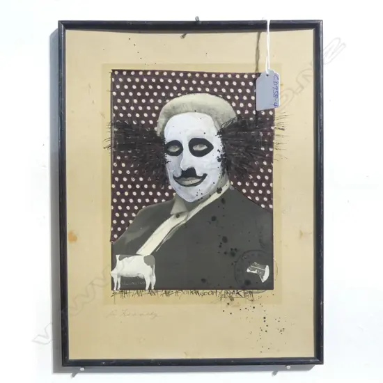 Frank Womble (1946-) assemblage '& That Lawz Ain't Lawz If You Kan Goah & Break Em' 220 x 165mm. Provenance: From an artists estate