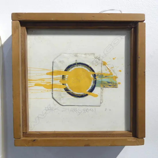 Frank Womble (1946-)assemblage & painted artwork. Untitled signed & dated '80. 145 x 145mm.