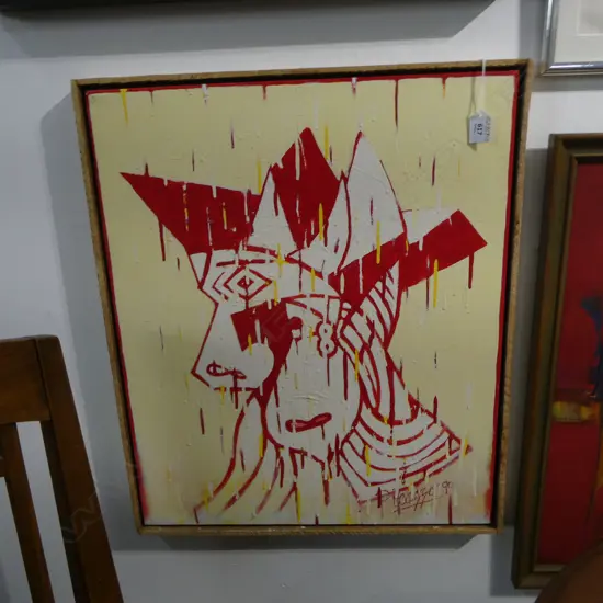 Frank Womble (1946-) oil on canvas 'WEEPIMG WOMAN PICAZZO' '90 ENTITLED SIGNED DATED & INSCRIBED 610 x 510mm. Provenance: From an artists estate